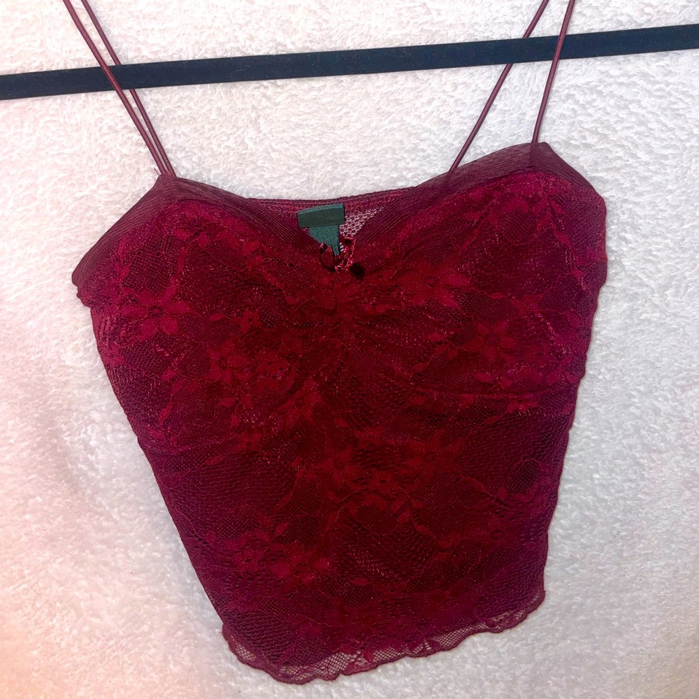 Burgundy Lace Crop
